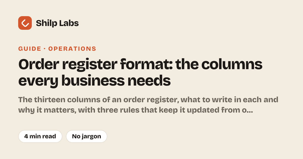 Order register format: the columns every business needs